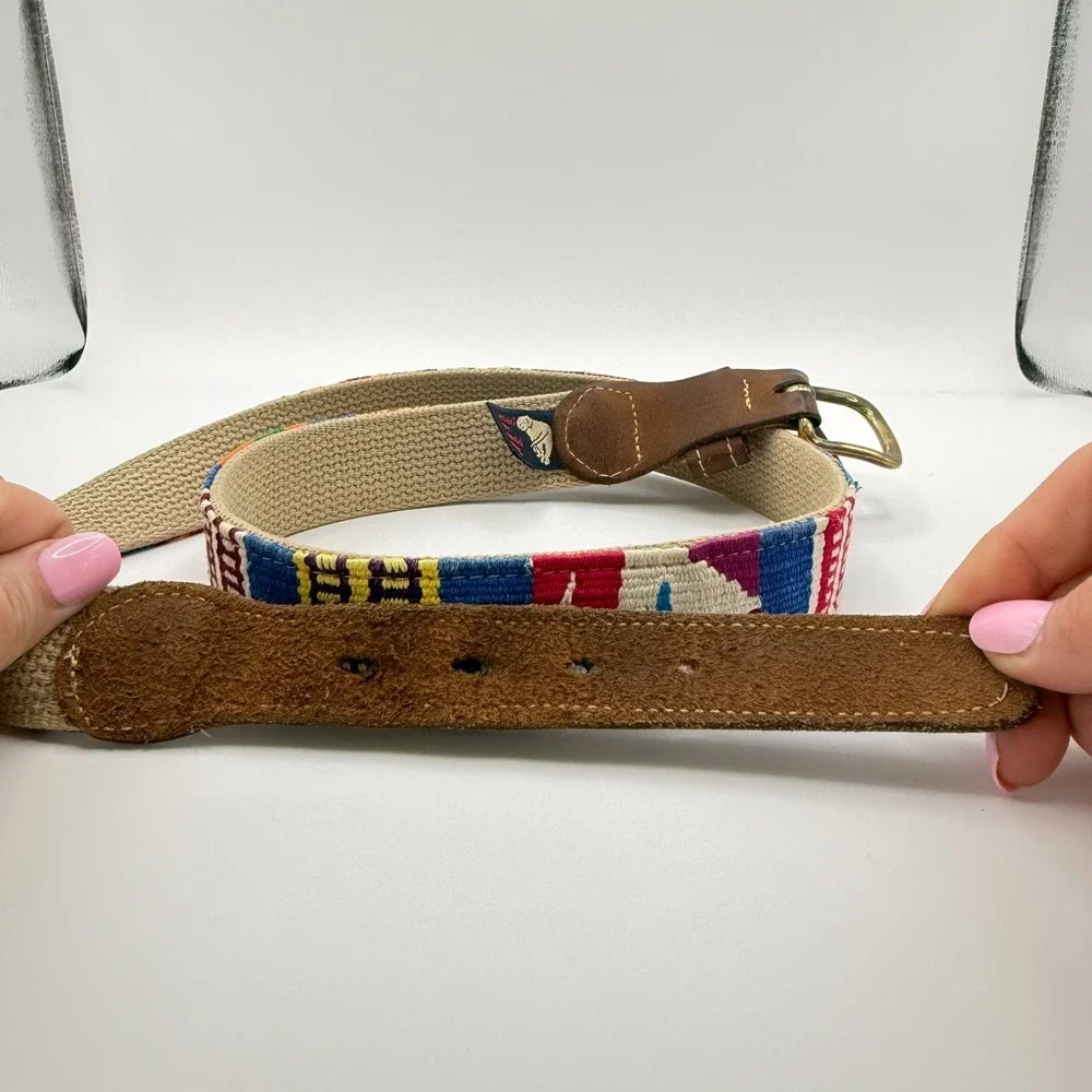 A Tail We‎ Could Wag Southwestern Serape Woven Belt Multicolor Cactus Sz 38